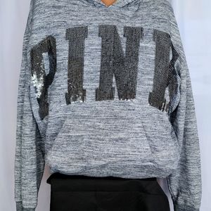 PINK Victoria's Secret Bling Sequin  Hoodie Sweatshirt SIze Med